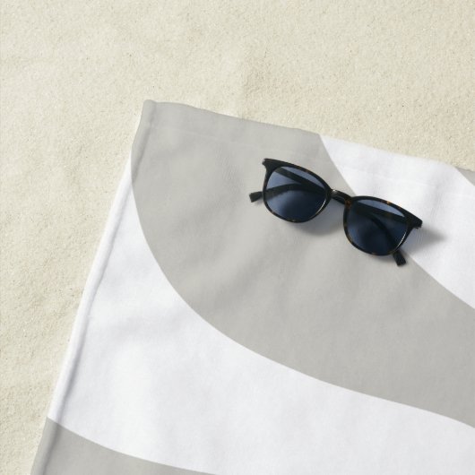 レトロ液体スワール抽象芸術パターングレーホワイト ビーチタオル (インサイチュ)