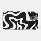 レトロ液体スワール抽象芸術パターンブラック&ホワイト Case-Mate iPhoneケース (裏面(横))