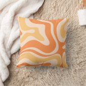レトロ液体スワール抽象芸術パターン(ソフトオレンジ色) クッション (ブランケット)