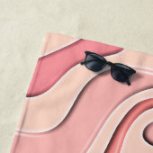 レトロ液体旋回プラスチック抽象芸術パターンピンク ビーチタオル (インサイチュ)