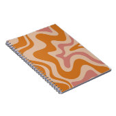 レトロ液体旋回抽象芸術パターンオレンジピンク ノートブック (右側)
