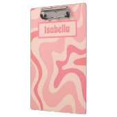 レトロ液体旋回抽象芸術ピンクパーソナライズされた クリップボード (左)