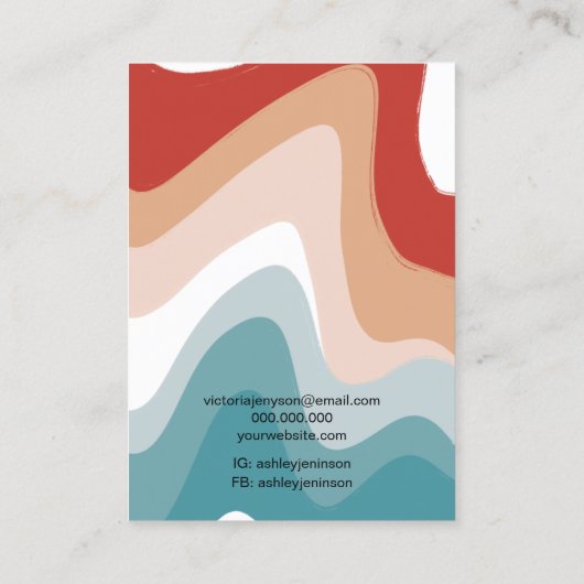 レトロ液体線レッドブルーのロゴジュエリーイヤリング 名刺 (裏面)