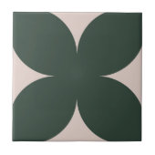 レトロ深いグリーンフローラペタルミッドセンチュリーモダン タイル (正面)