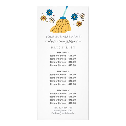 レトロ清掃サービス価格表 ラックカード (正面)