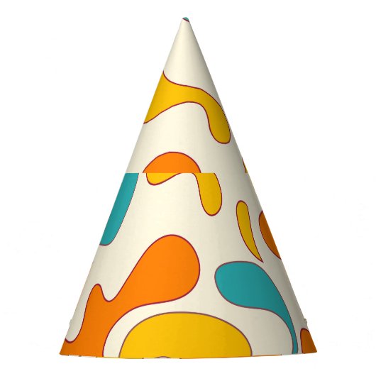 レトロ渦巻き旋回:ヴィンテージフローラルパターン パーティーハット (正面)