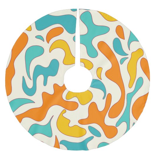 レトロ渦巻き旋回：ヴィンテージフローラルパターン ブラッシュドポリエステルツリースカート (正面)