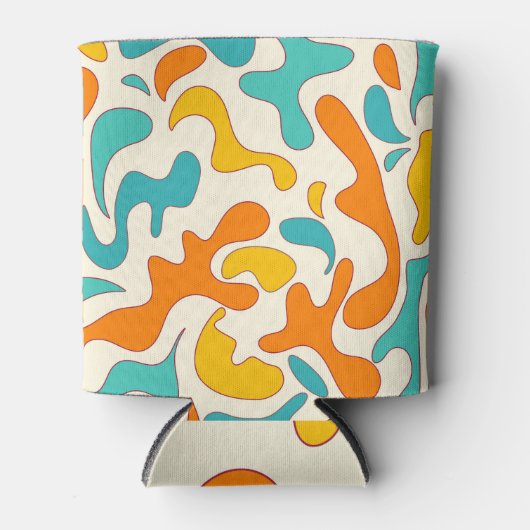 レトロ渦巻き旋回：ヴィンテージフローラルパターン 缶クーラー (正面)