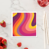 レトロ渦巻き旋回 – 夕日 スタンダードカクテルナプキン (インサイチュ)