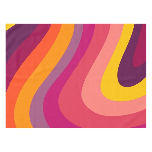 レトロ渦巻き旋回 – 夕日 テーブルクロス (正面(横))