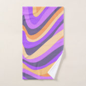 レトロ渦巻き – 紫とオレンジ バスタオルセット (ハンドタオル)