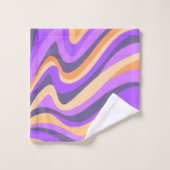 レトロ渦巻き – 紫とオレンジ バスタオルセット (ウォッシュタオル)