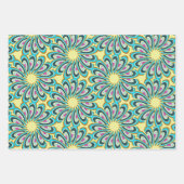 レトロ渦花弁バーストパターン ラッピングペーパーシート (正面3)