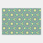 レトロ渦花弁バーストパターン ラッピングペーパーシート (正面2)