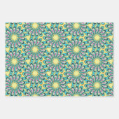 レトロ渦花弁バーストパターン ラッピングペーパーシート (正面)