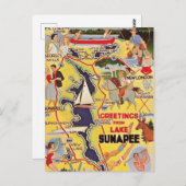 レトロ湖スナピー ニューハンプシャー ポストカード (正面/裏面)