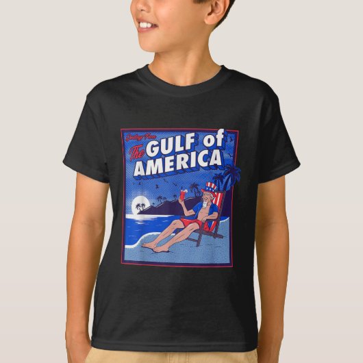 レトロ湾米国アメリカEst 2025アメリカ国旗 Tシャツ (正面)