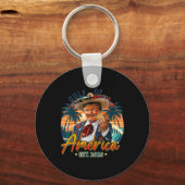 レトロ湾米国アメリカEst 2025アメリカ国旗G キーホルダー (正面)