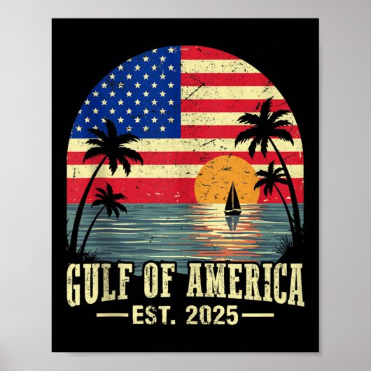 レトロ湾米国アメリカEst 2025アメリカ国旗G ポスター (正面)