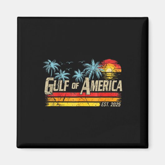 レトロ湾米国アメリカEst 2025アメリカ国旗G マグネット (正面)