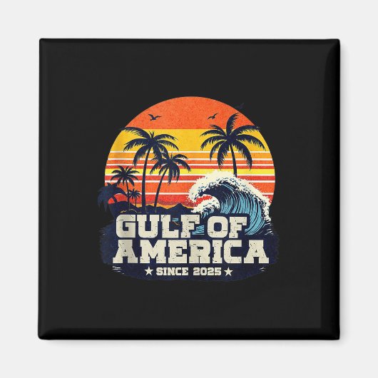 レトロ湾米国アメリカEst 2025アメリカ国旗G マグネット (正面)