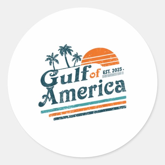 レトロ湾米国アメリカEst 2025アメリカ国旗G ラウンドシール (正面)