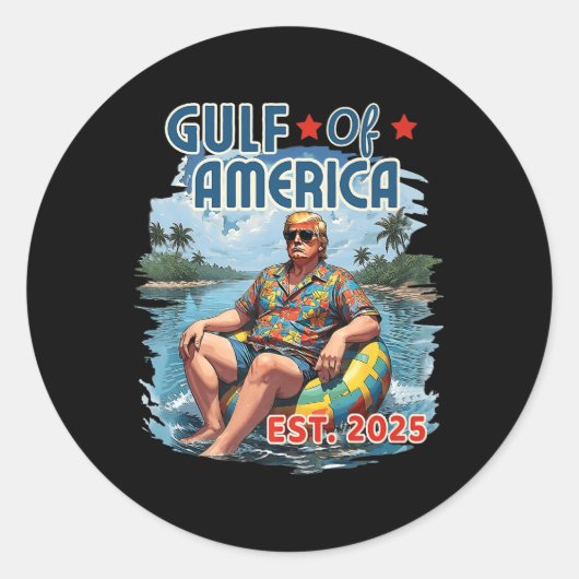 レトロ湾米国アメリカEst 2025アメリカ国旗G ラウンドシール (正面)