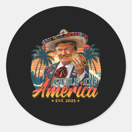 レトロ湾米国アメリカEst 2025アメリカ国旗G ラウンドシール (正面)