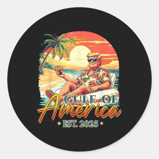 レトロ湾米国アメリカEst 2025アメリカ国旗G ラウンドシール (正面)