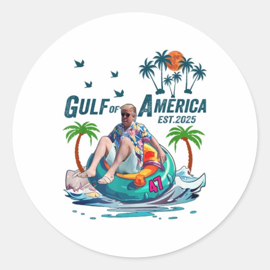 レトロ湾米国アメリカEst 2025アメリカ国旗G ラウンドシール (正面)