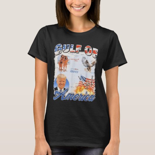 レトロ湾米国2025米国国旗のイーグル Tシャツ (正面)
