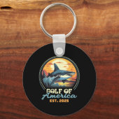レトロ湾米国2025米国国旗の湾 キーホルダー (正面)