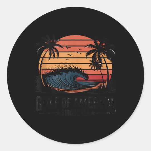 レトロ湾米国2025米国国旗メキシコ ラウンドシール (正面)