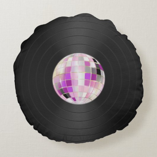 レトロ溝付きレコード円枕 ラウンドクッション (裏面)