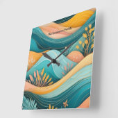 レトロ溝付き横向スタイリッシュきモノグラムの スクエア壁時計 (傾斜)