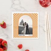 レトロ溝型オレンジサンレイ70インスパイアs結婚の スタンダードカクテルナプキン (インサイチュ)