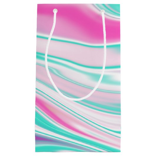 レトロ溝型ピンクの渦巻き旋回 スモールペーパーバッグ (正面)