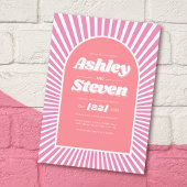 レトロ溝型ピンクインスパイアス結婚レイ 招待状