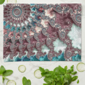 レトロ溝型折衷的ボヘミアンスパイラルフラクタル キッチンタオル (折り畳み)