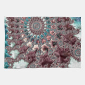 レトロ溝型折衷的ボヘミアンスパイラルフラクタル キッチンタオル (横)