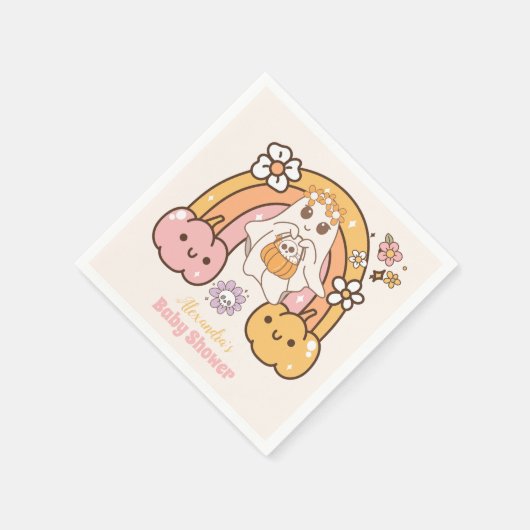 レトロ溝深いハロウィーンリトルブベビーシャワー スタンダードカクテルナプキン (角)