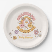 レトロ溝深いハロウィーンリトルブベビーシャワー ペーパープレート (正面)