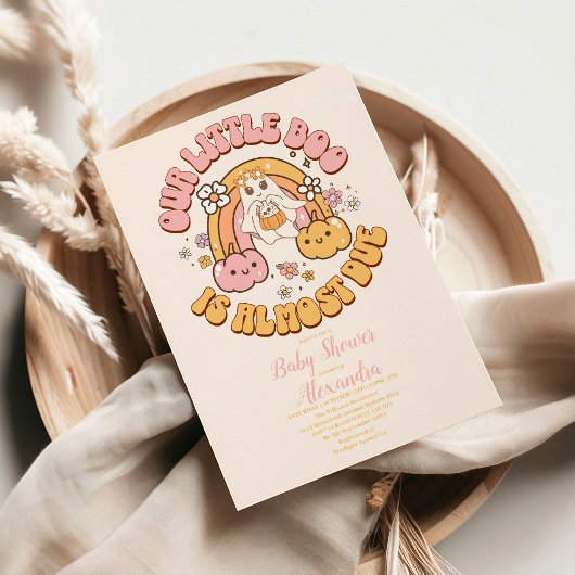 レトロ溝深いハロウィーンリトルブベビーシャワー 招待状