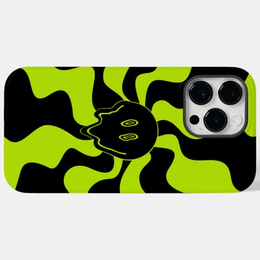 レトロ溶融スマイルライムグリーンとブラック Case-Mate iPhoneケース (裏面 (横))