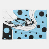 レトロ滑走路モデル、ヴィンテージアールデコファッション キッチンタオル (横)