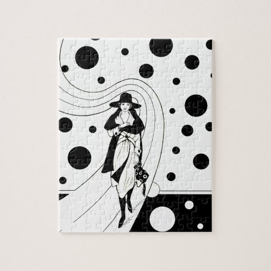 レトロ滑走路モデル、ヴィンテージアールデコファッション ジグソーパズル (縦)