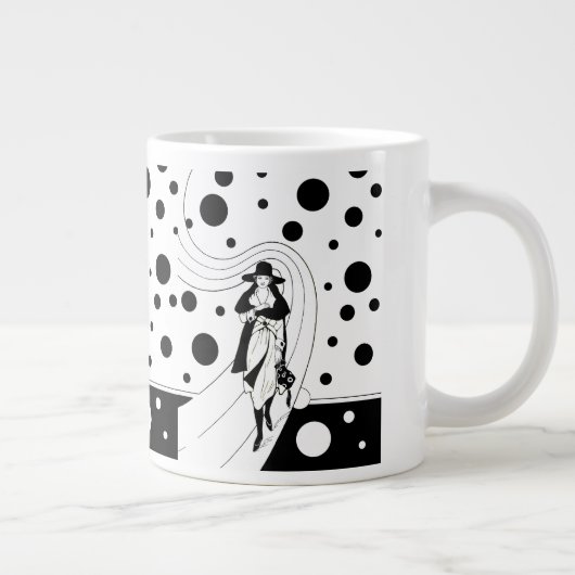 レトロ滑走路モデル、ヴィンテージアールデコファッション ジャンボコーヒーマグカップ (右)