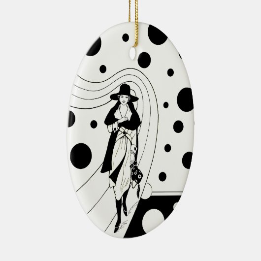 レトロ滑走路モデル、ヴィンテージアールデコファッション セラミックオーナメント (右)