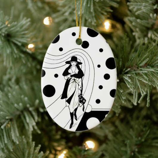 レトロ滑走路モデル、ヴィンテージアールデコファッション セラミックオーナメント (ツリー)