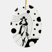 レトロ滑走路モデル、ヴィンテージアールデコファッション セラミックオーナメント (正面)